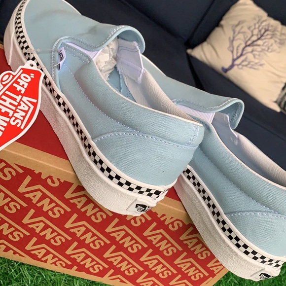 VANS CLASSIC SLIP-ON CHECK FOXING COOL BLUE WMNS - Picture 16 of 17